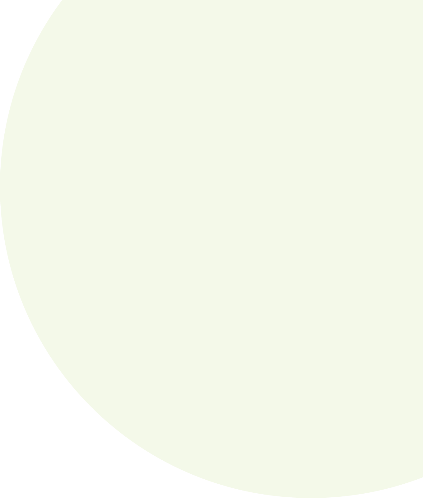 Partial view of a large pale green circular shape on a transparent background.